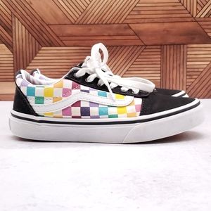 Vans Old Skool Lace Up Multicolor Checkerboard Sneakers Youth Size 2